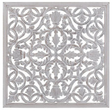 Quadro Placa Quadrada Madeira Talha Pintada Branca